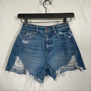 American Eagle High-rise Jean Shorts Distressed